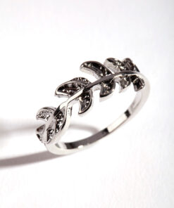 Rhodium Leaf Ring