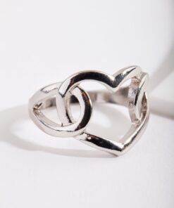 Rhodium Intertwined Heart Ring
