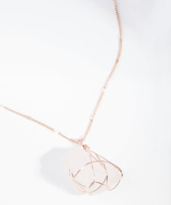 Rose Wire Wrapped Rose Quartz Necklace