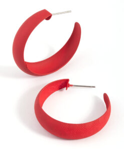 Matte Red Hoop Earrings