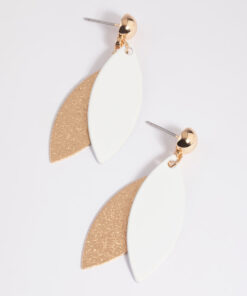 White Textured Petal Drop Earrings