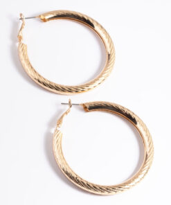 Line Textured Hoop Earrings