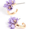 Purple Mini Flower Cluster Earrings