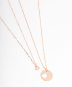Rose Heart Disc Cut Out Necklace Pack