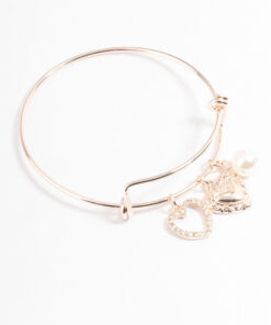Rose Pearl & Heart Charm Bracelet