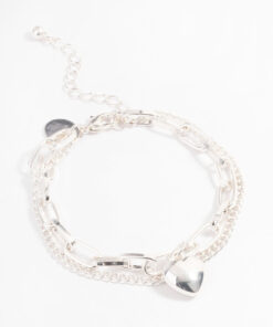 Layered Chain Heart Bracelet