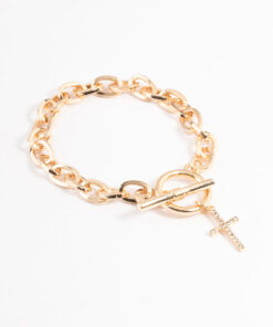 Open Circle & Bar Cross Bracelet