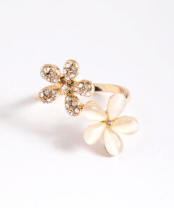 & Cateye Flower Ring