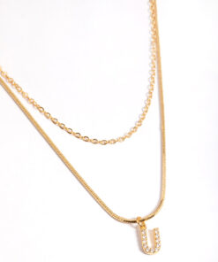 Letter U Layered Initial Necklace