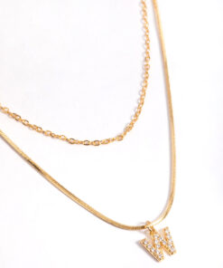 Letter W Layered Initial Necklace