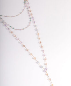 Rose Mixed Bead Three Row Necklace