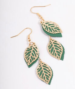 Green Filigree Petal Earrings