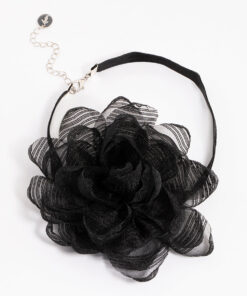 Black Fabric Small Rose Decor Choker