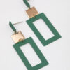 Green Graduating Rectangle Open Drop Earrings