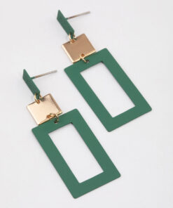 Green Graduating Rectangle Open Drop Earrings