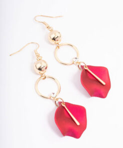 Pink Ball Circle Petal Drop Earrings
