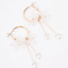 White Frosted Petal Stone Hoop Earrings