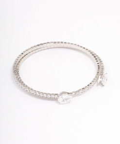 Rhodium Double Pointed  Bangle