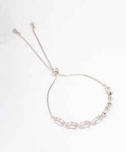 Rhodium Marquise  Toggle Bangle