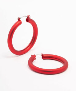 Red Pearlised Hoop Earrings
