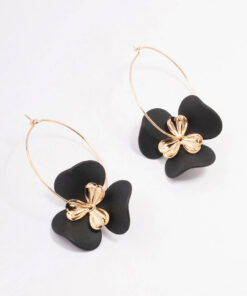 Large Flower Wire Hoop Earrings
