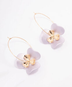Large Flower Wire Hoop Earrings