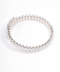 Rhodium  Stone Wrist Cuff