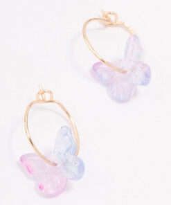 Rose Butterfly Hoop Earrings