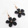 Black Bead Drop Matte Flower Drop Earrings