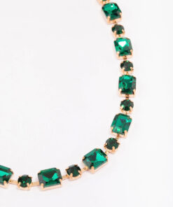 & Green Geometric Statement Necklace