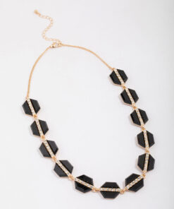 Black Hexagon Necklace