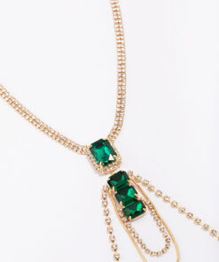 & Emerald Stone Drop Necklace