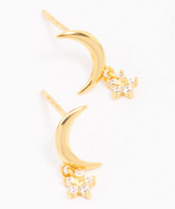 Moon & Star Stud Earrings