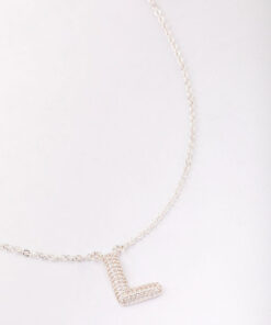 Letter L Pave Pendant Initial Necklace