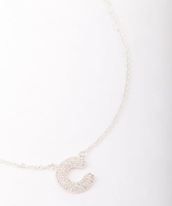 Letter C Pave Pendant Initial Necklace