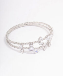 Rhodium  Leaf Layered Bangle