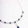 Rhodium Sapphire Stone Drop Necklace
