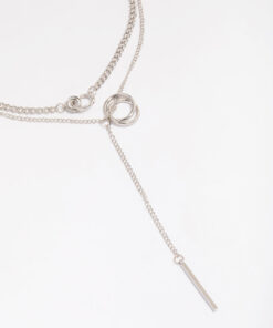 Rhodium Layered Circle Necklace