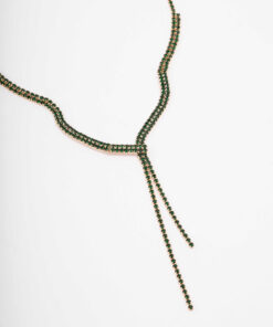 Dainty Emerald Ribbon Lariat Necklace