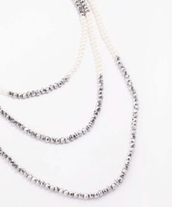 Rhodium Pearl Facet Layered Necklace