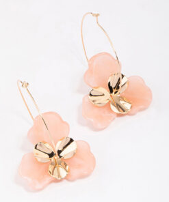 Large Flower Wire Hoop Earrings