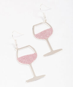 Glitter Wine Glass Earrings