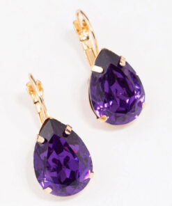 Purple Pear Crystal Earrings