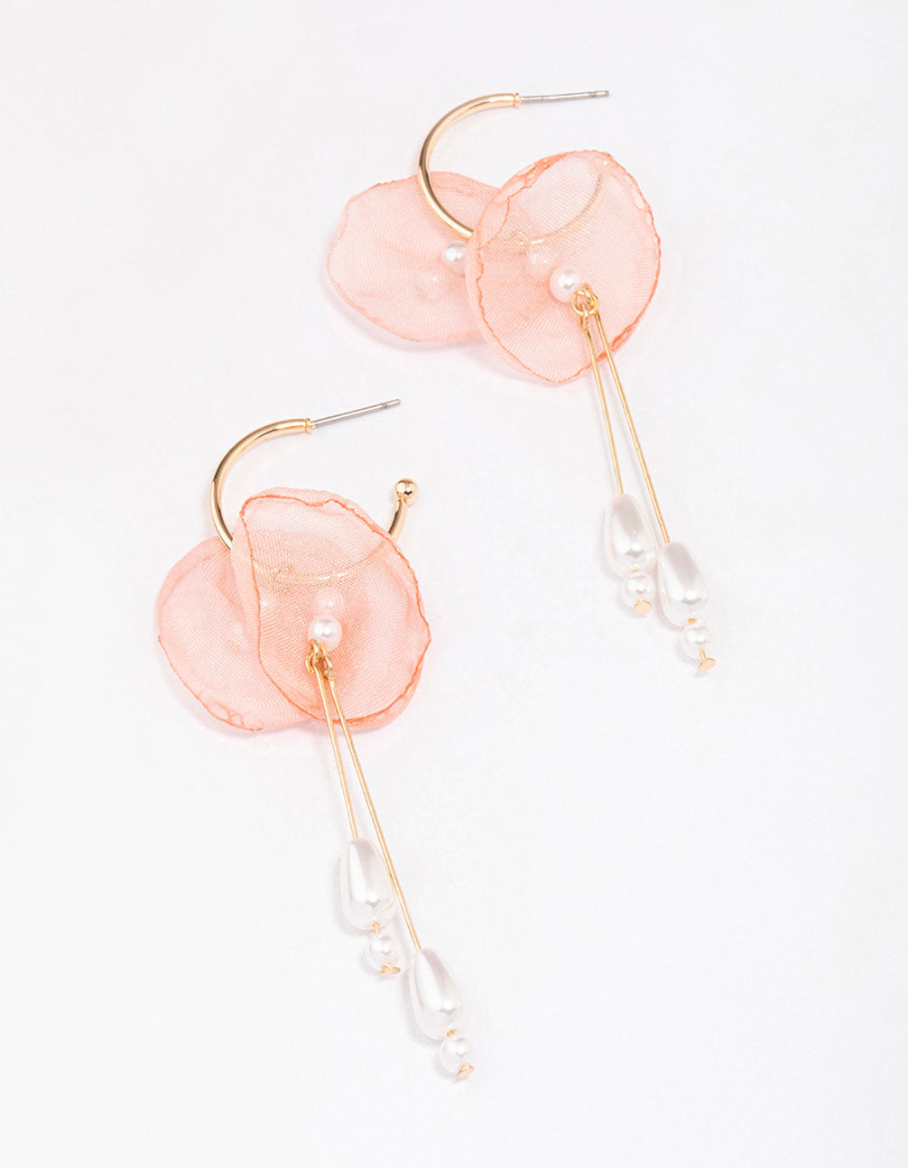 Fabric Flower Pearl Earrings