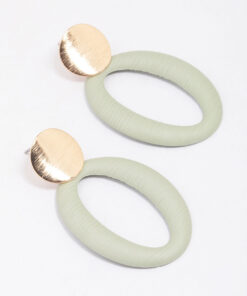 Disc Textured Oval Earrings