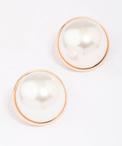 Pearl Dome Encased Stud Earrings