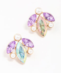 Crystal & Pearl Marquise Stud Earrings