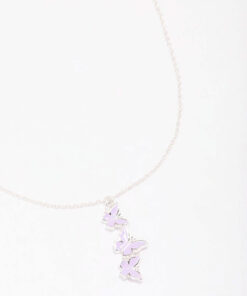 & Purple Butterfly Pendant Necklace
