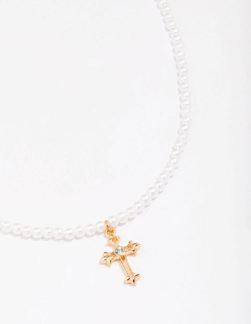 Pearl Cross Pendant Necklace