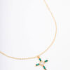 Emerald Cubic Zirconia Baguette Cross Pendant Necklace